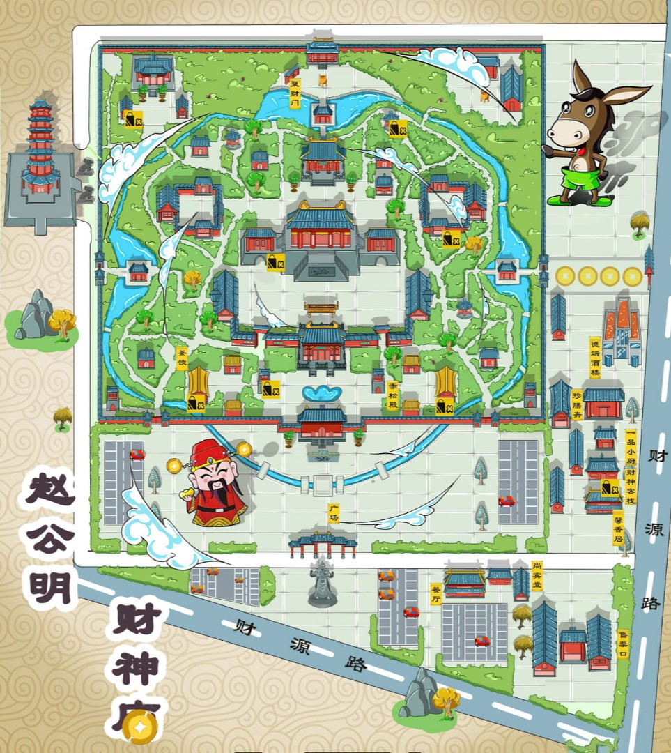 山南寺庙类手绘地图